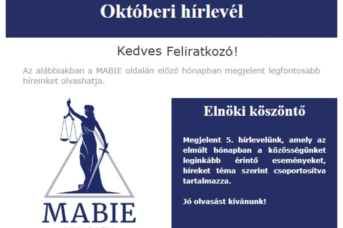 Megjelent a MABIE 5. hírlevele